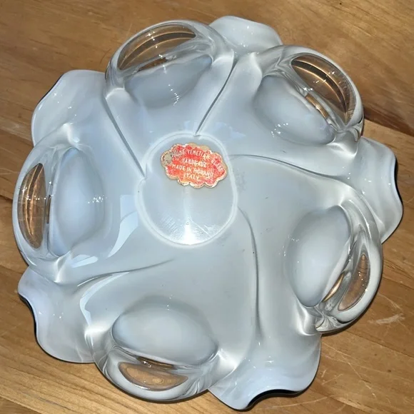 Vintage Murano Gold Aventurine Tutti Frutti Handkerchief Bowl Ashtray Circa 1960